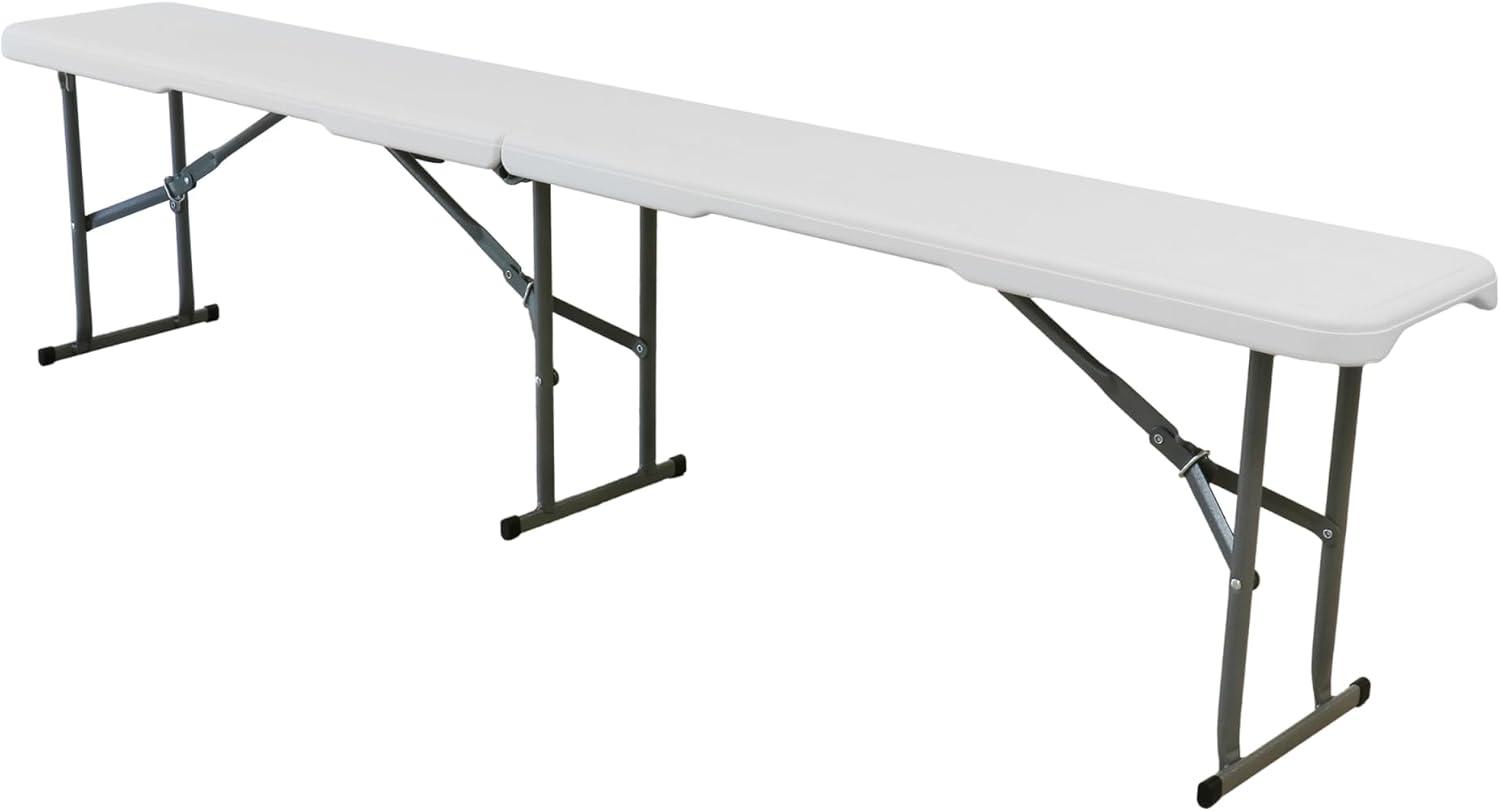 Elama 6 Foot Plastic Folding Bench in White