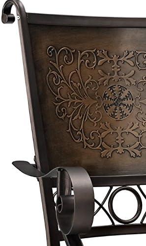 Powell Beatrix Big & Tall 30" High Back Indoor Copper Stamped Round Metal Bar Stool wth Swivel, Bronze/Warm Rust Faux Leather