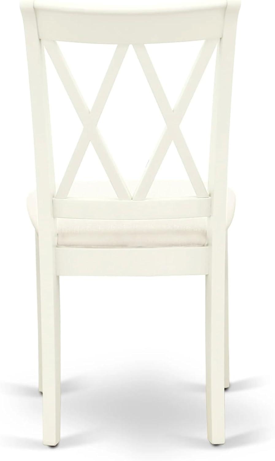 East West Furniture Antique 3-piece Double X-Back Chair and Table Set in White