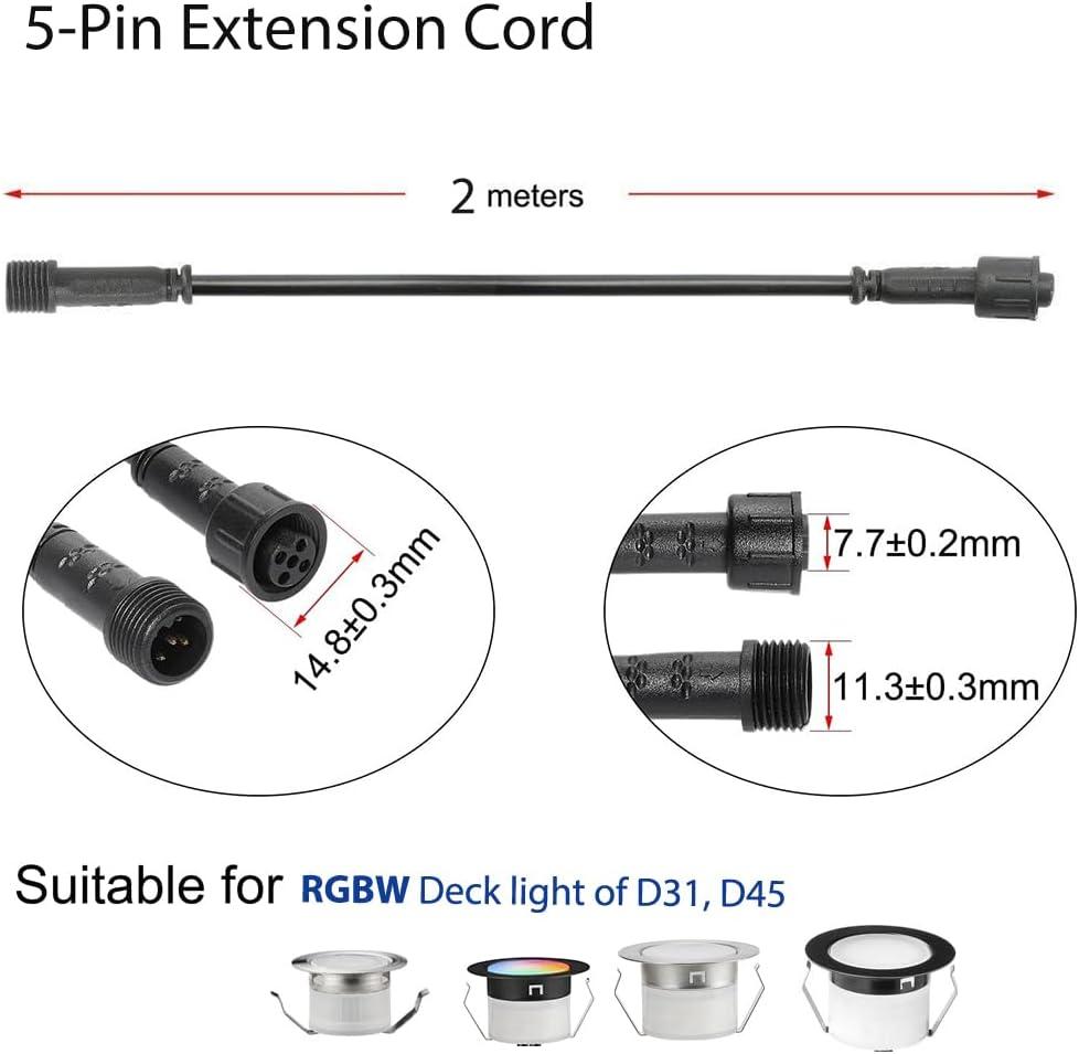 Sumaote 9.84ft 3m 5Pin Extension Cable Wire with Male and Female Connectors at Both Ends for RGBW Color LED Deck Light (5 Pin, 9.84ft, 5 Pack)