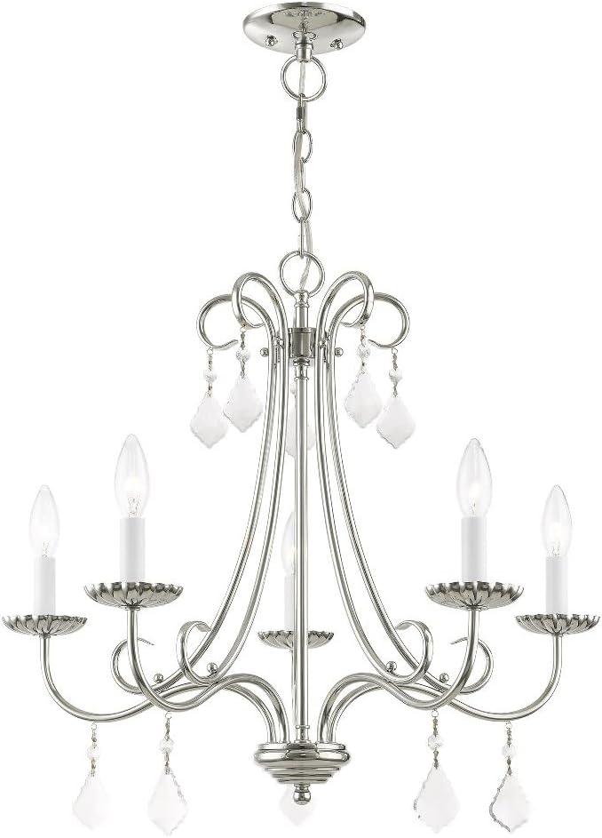 Livex Lighting 40875-05 Transitional Five Light Chandelier from Daphne Collection Finish, Polished Chrome, 22.25