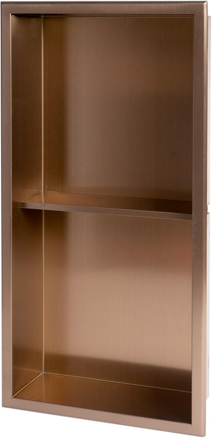 ALFI brand ABNP1224-BC 12" x 24" Brushed Copper PVD Stainless Steel Vertical Double Shelf Shower Niche