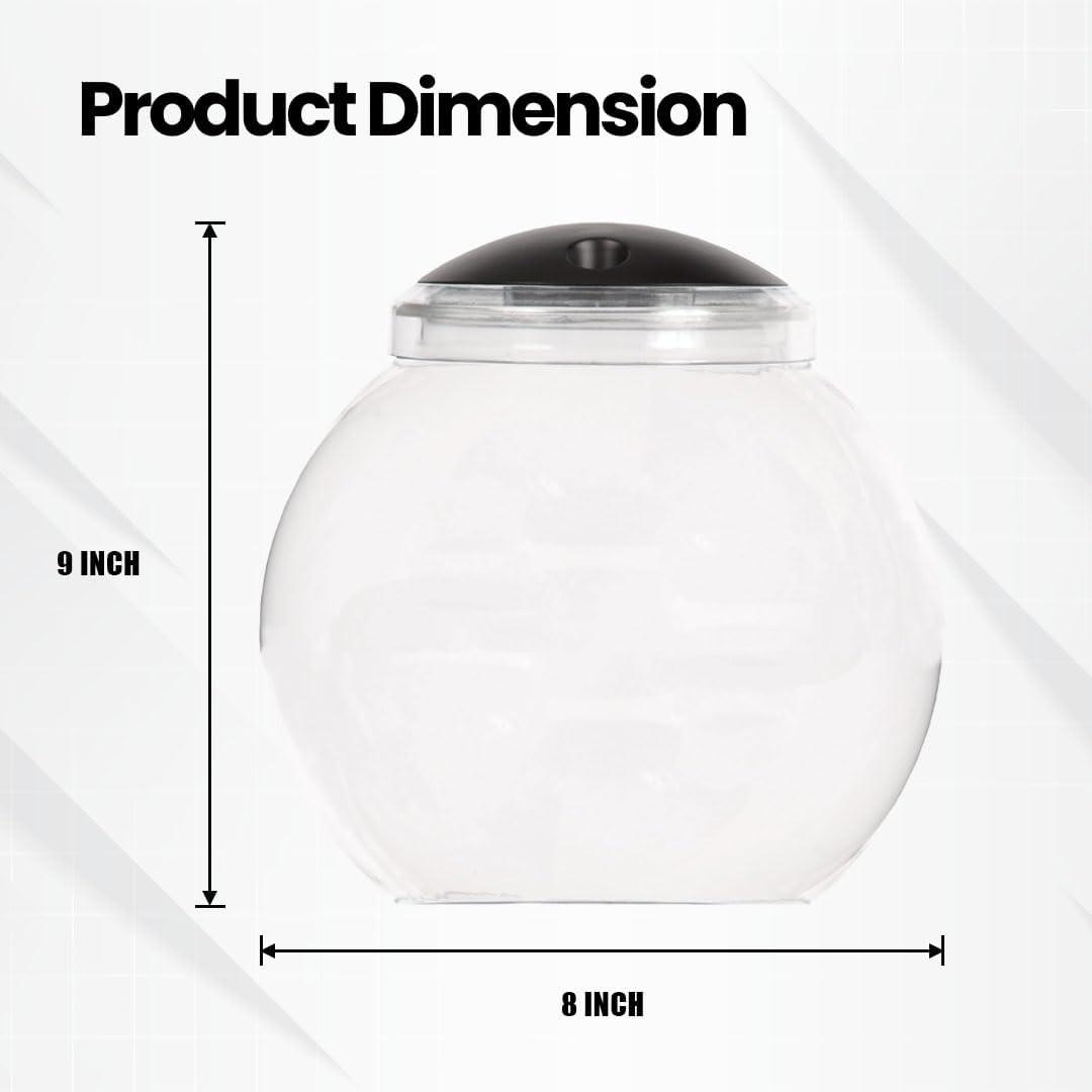Koller Products 1-Gallon Globe Fish Bowl, Impact- Resistant Plastic Aquarium Starter Kits with LED Lighting, Buit-in Timer, Crystal-Clear Clarity, Desktop Fish Tank for Home Décor