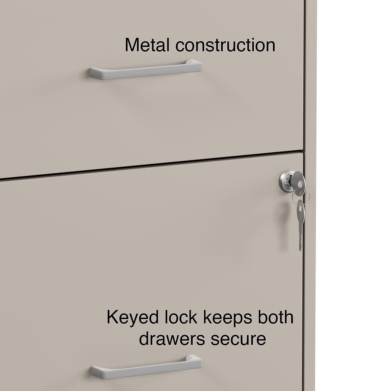 MyOfficeInnovations 2-Drawer Vertical File Cabinet Locking Letter Putty/Beige 18"D 2806662