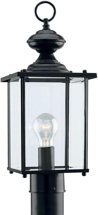 Black Clear Glass Outdoor Post Lantern with Beveled Shade