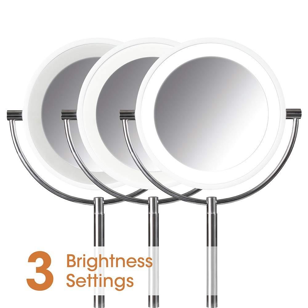 ClearSun LED Countertop Makeup Mirror with Wireless Charging