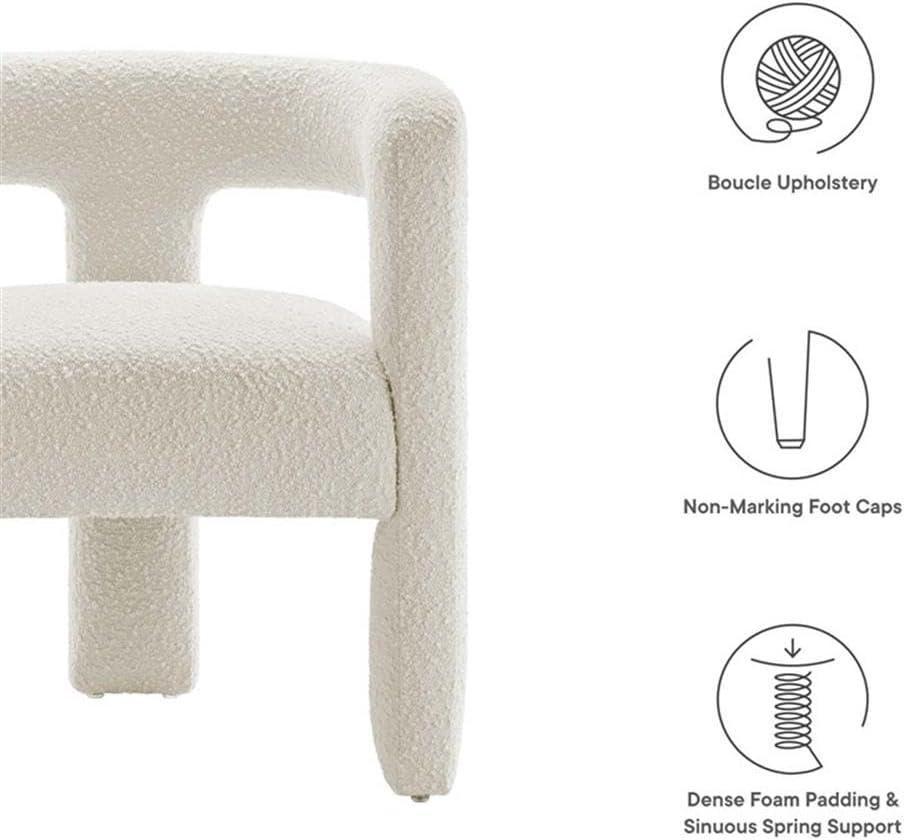 Modway Kayla Upholstered Modern Boucle Fabric Armchair in Ivory