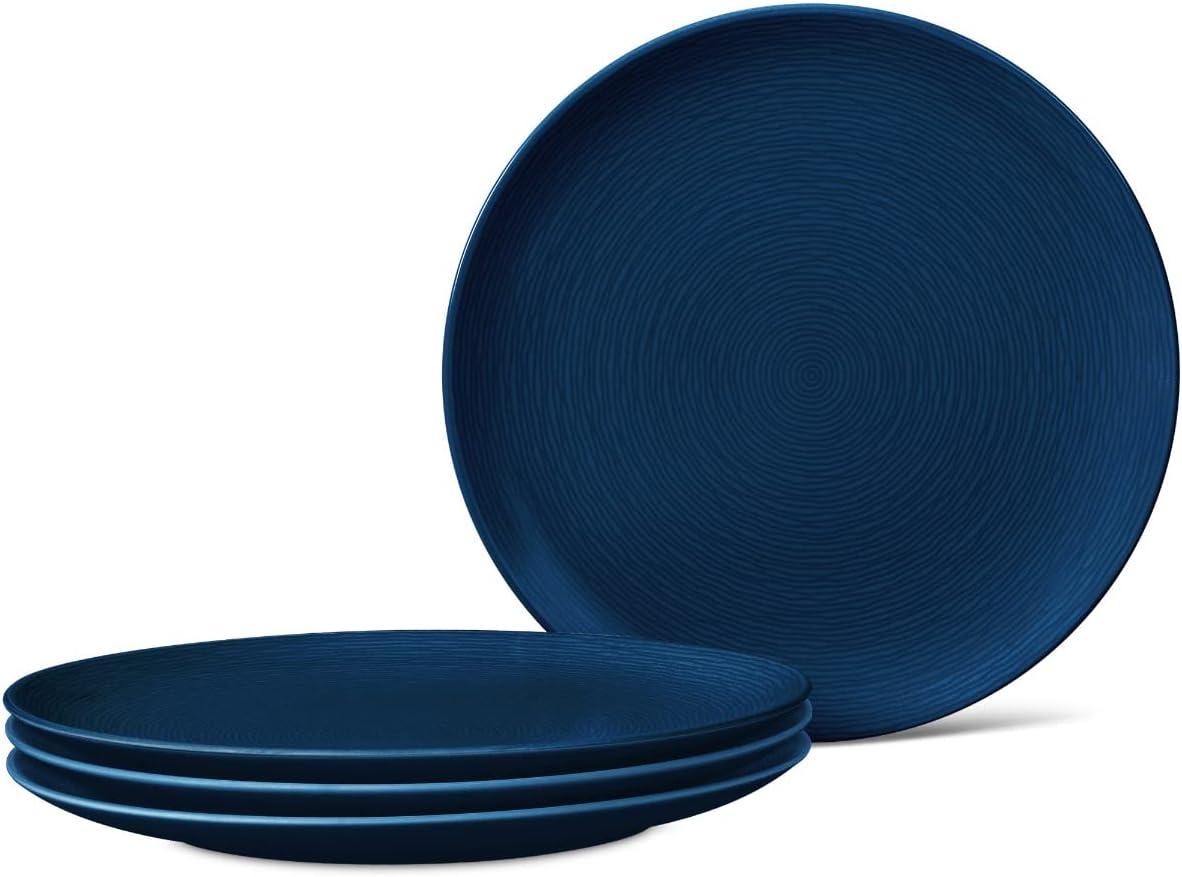 Navy Porcelain Textured Accent Dinner Plates, Set of 4