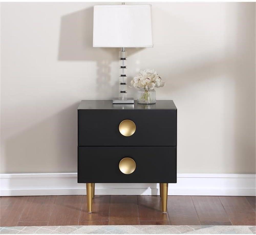 Meridian Furniture Zayne Contemporary Metal Nightstand in Rich Black Finish