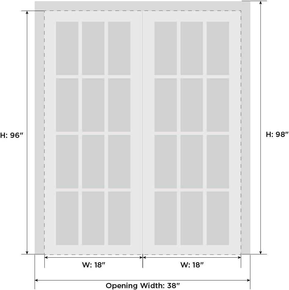 Solid French Double Doors | Quadro 4088 Matte Black with Frosted Glass | Wood Solid Panel Frame Trims | Closet Bedroom Sturdy Doors