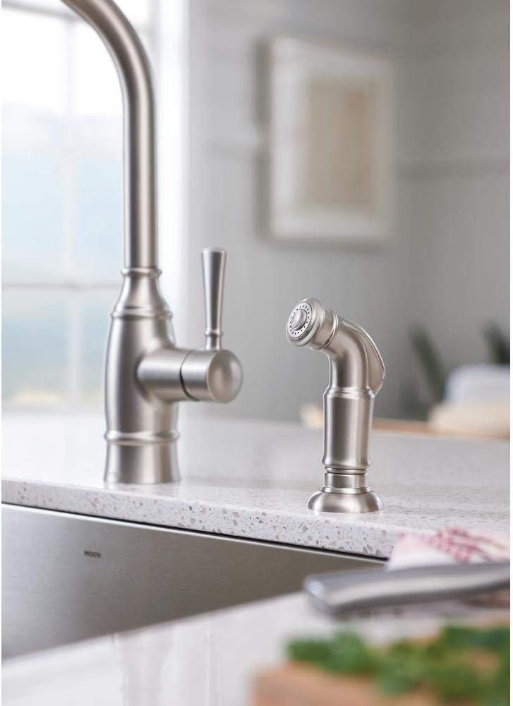 Spot Resist Stainless Steel Single-Handle Kitchen Faucet with Side Sprayer