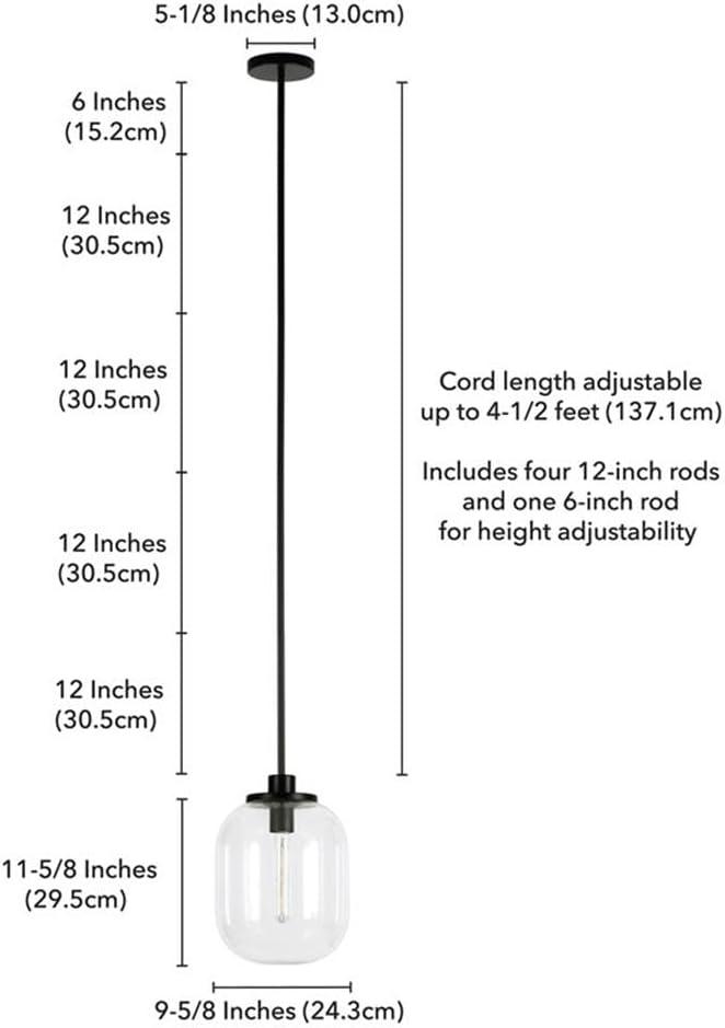 Evelyn&Zoe 9" Blackened Bronze Metal/Glass Pendant