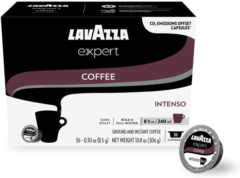 Lavazza Expert Intenso Coffee Capsules, Dark Roast, Arabica and Robusta Blend, Compatible with Lavazza Classy Plus Machine (36 Capsules)