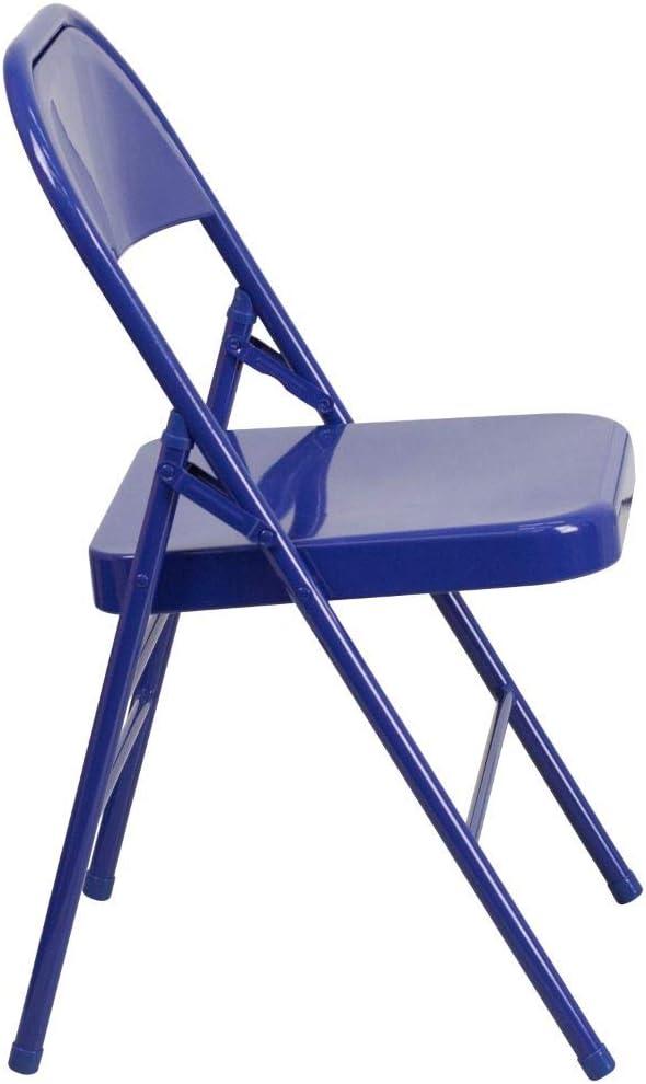 Flash Furniture 2 Pack HERCULES COLORBURST Series Cobalt Blue Triple Braced & Double Hinged Metal Folding Chair