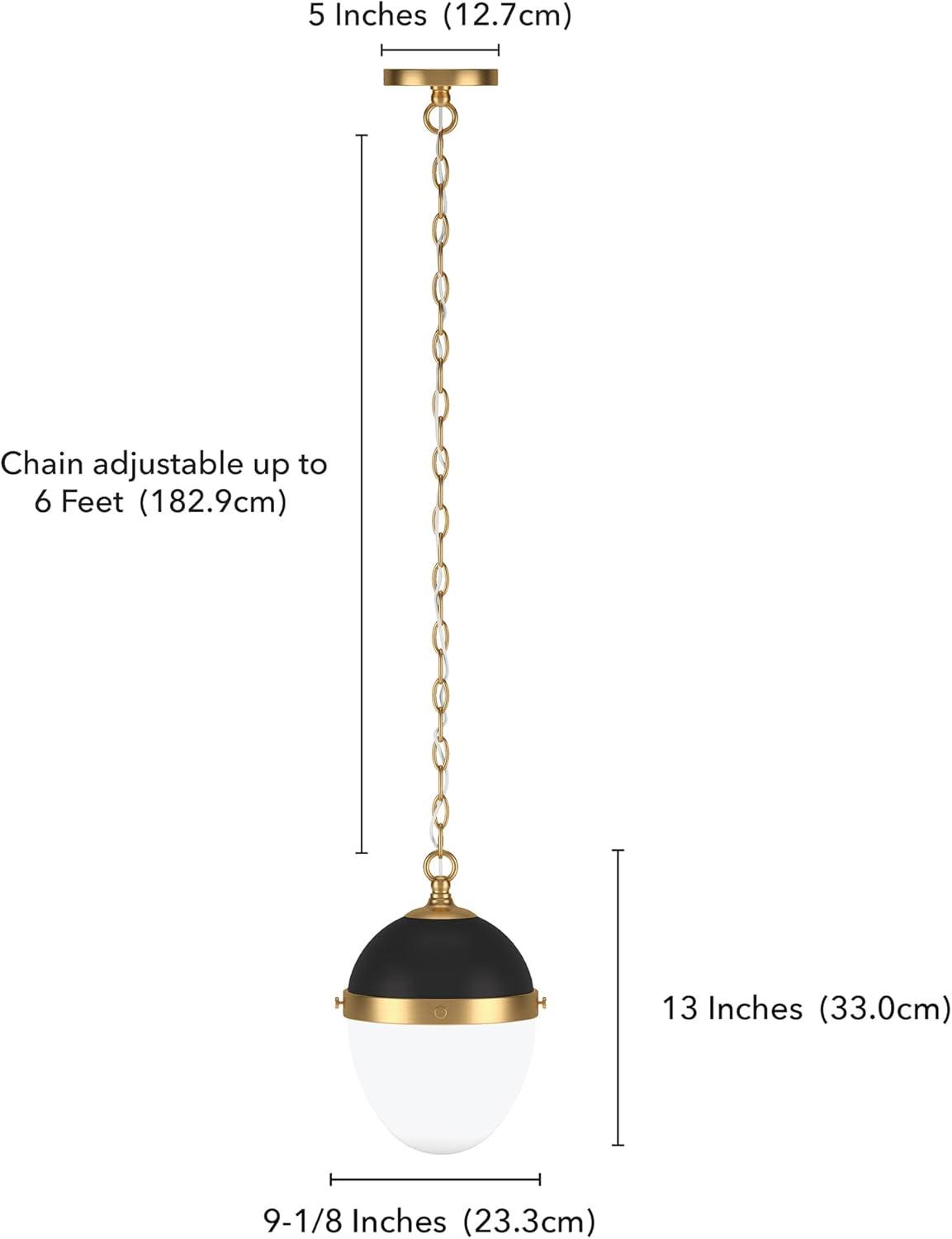 Aurelia Blackened Bronze and Brass Globe Pendant Light with White Milk Glass Shade