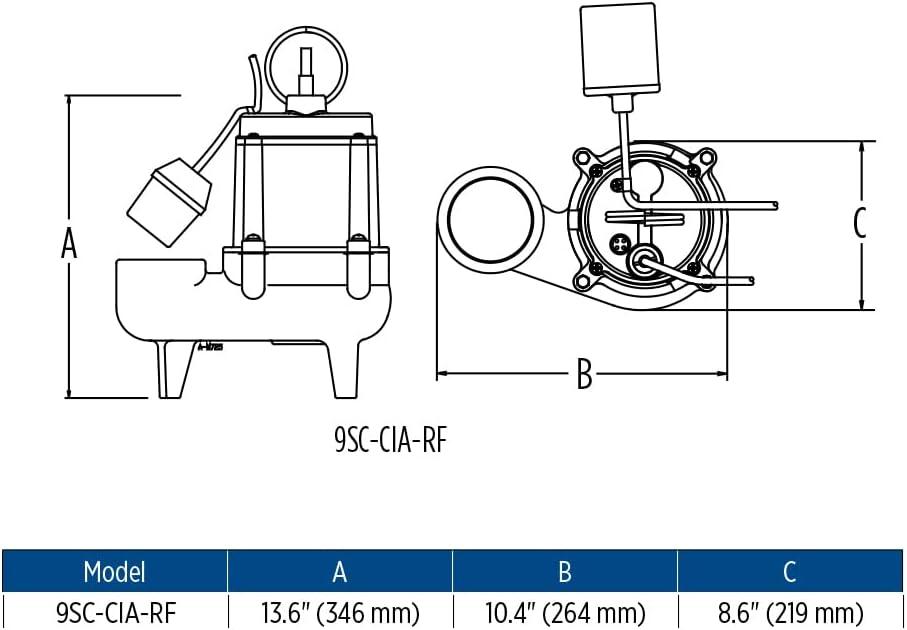 Blue Cast Iron Submersible Sewage Effluent Pump with Float Switch