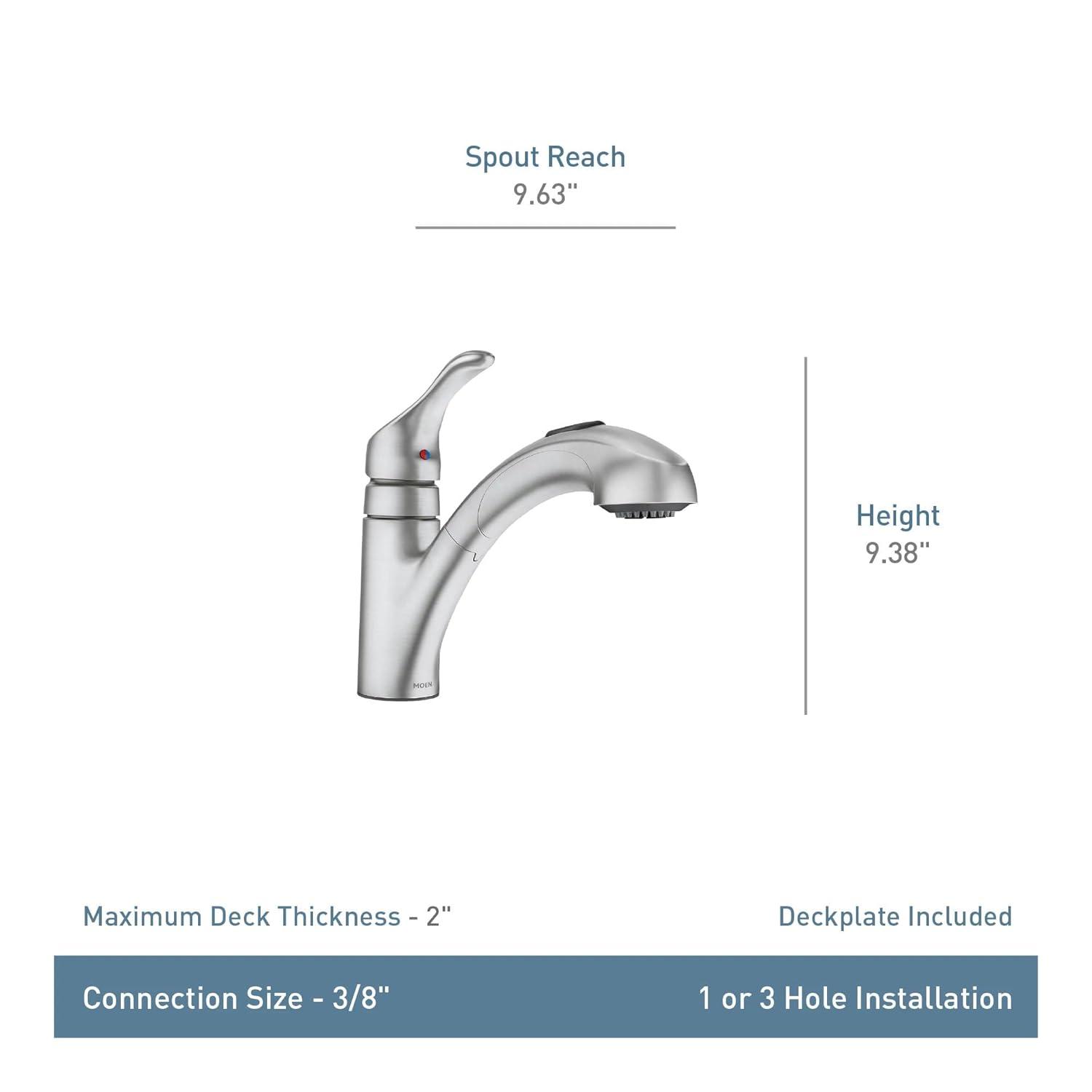 MOEN Renzo Spot Resist Stainless 9 in. H Pull Out Sprayer Kitchen Faucet with 360° Spout Swivel and PowerClean