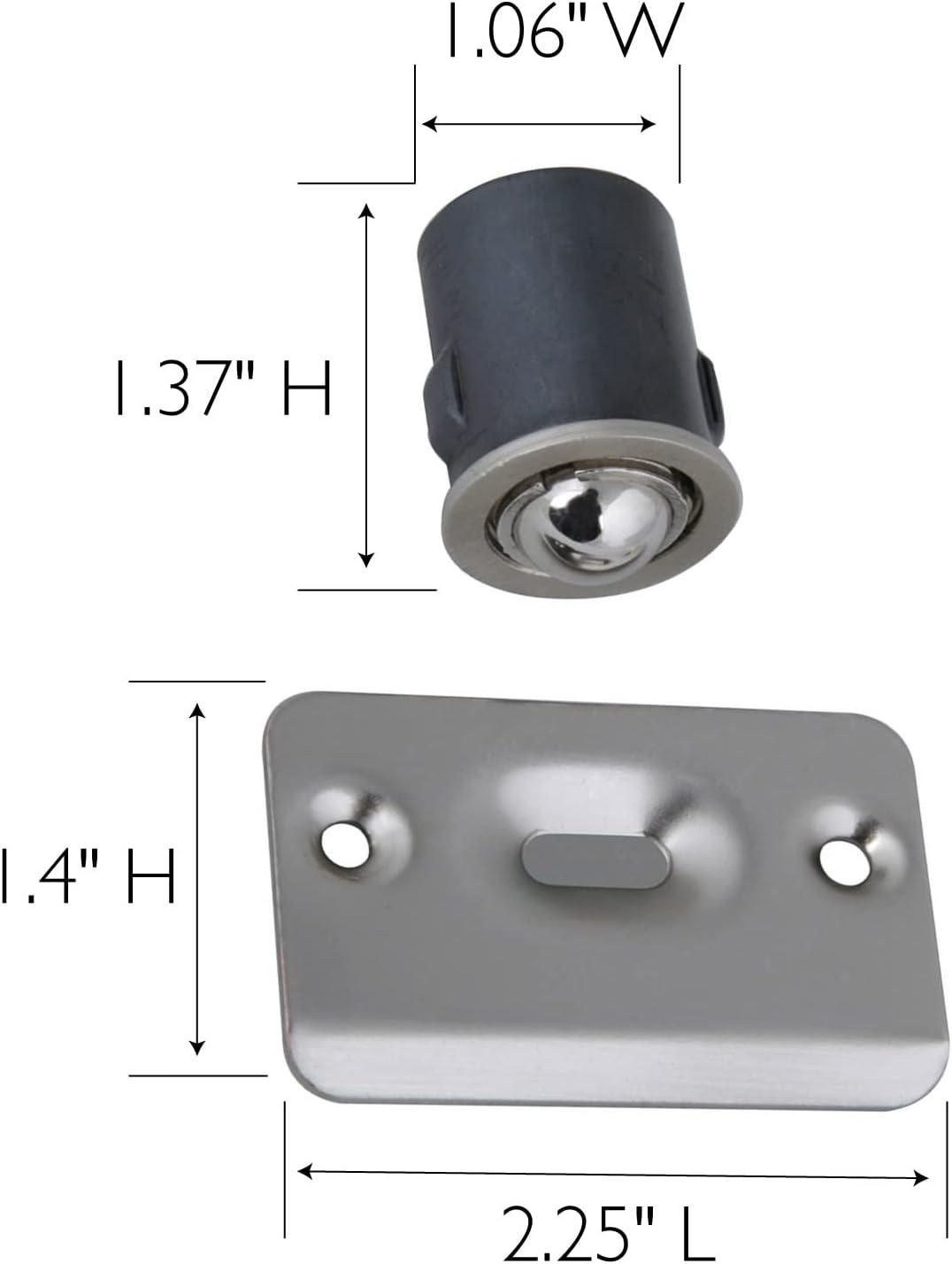 Design House 2-Pack Drive-In Ball Catch for Closet Doors with Dummy Hardware, Satin Nickel