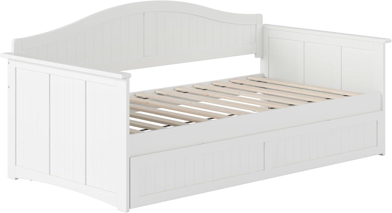 AFI Nantucket Twin Wood Daybed with Twin Size Trundle in White