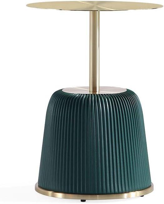 Manhattan Comfort Anderson Modern Leatherette Upholstered End Table with Gold Tabletop Green: Stainless Steel, No Assembly Required
