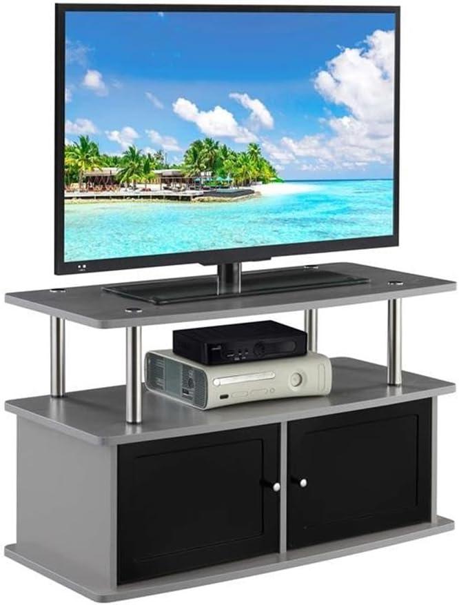 Convenience Concepts Designs2Go TV Stand with 2 Storage Cabinets and Shelf for TVs up to 40", Gray