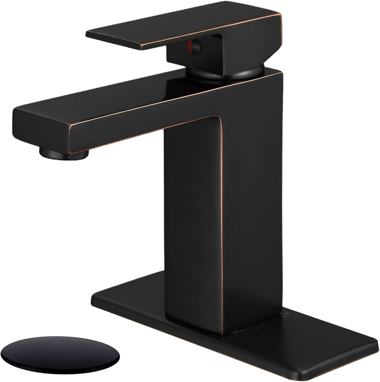 Oil Rubbed Bronze Single Handle Bathroom Faucet with Deckplate