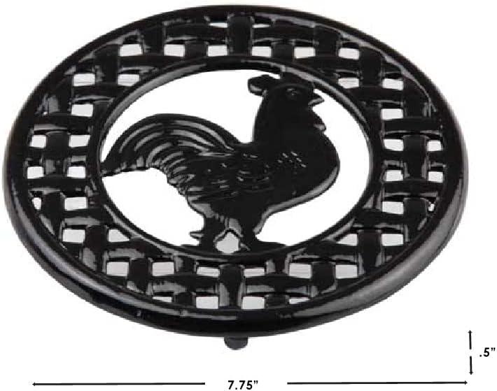 Home Basics Cast Iron Rooster (Black) Trivet, 8" x 8" x .62" C43