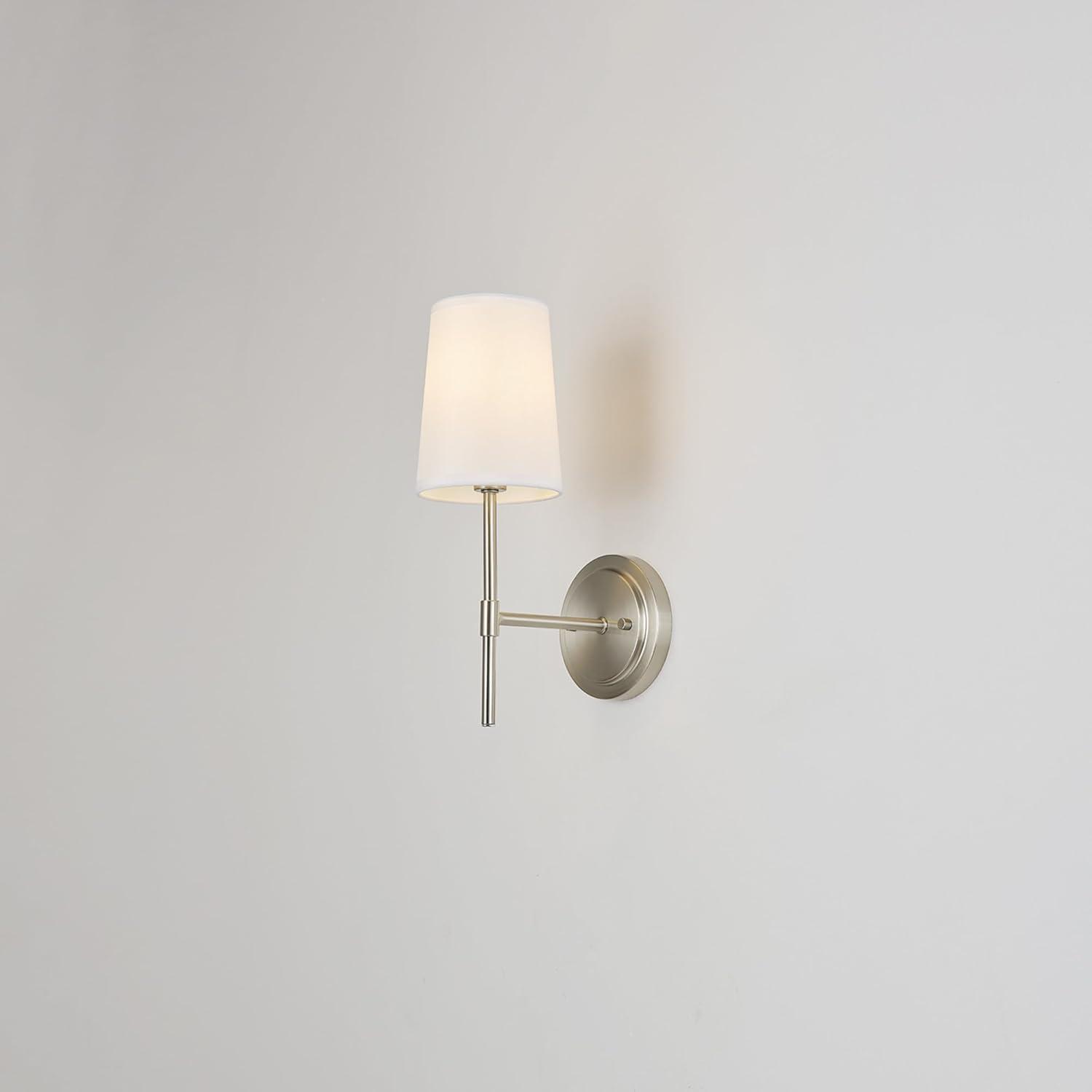 1-Light Clarissa Wall Sconce with Fabric Shade White - Globe Electric