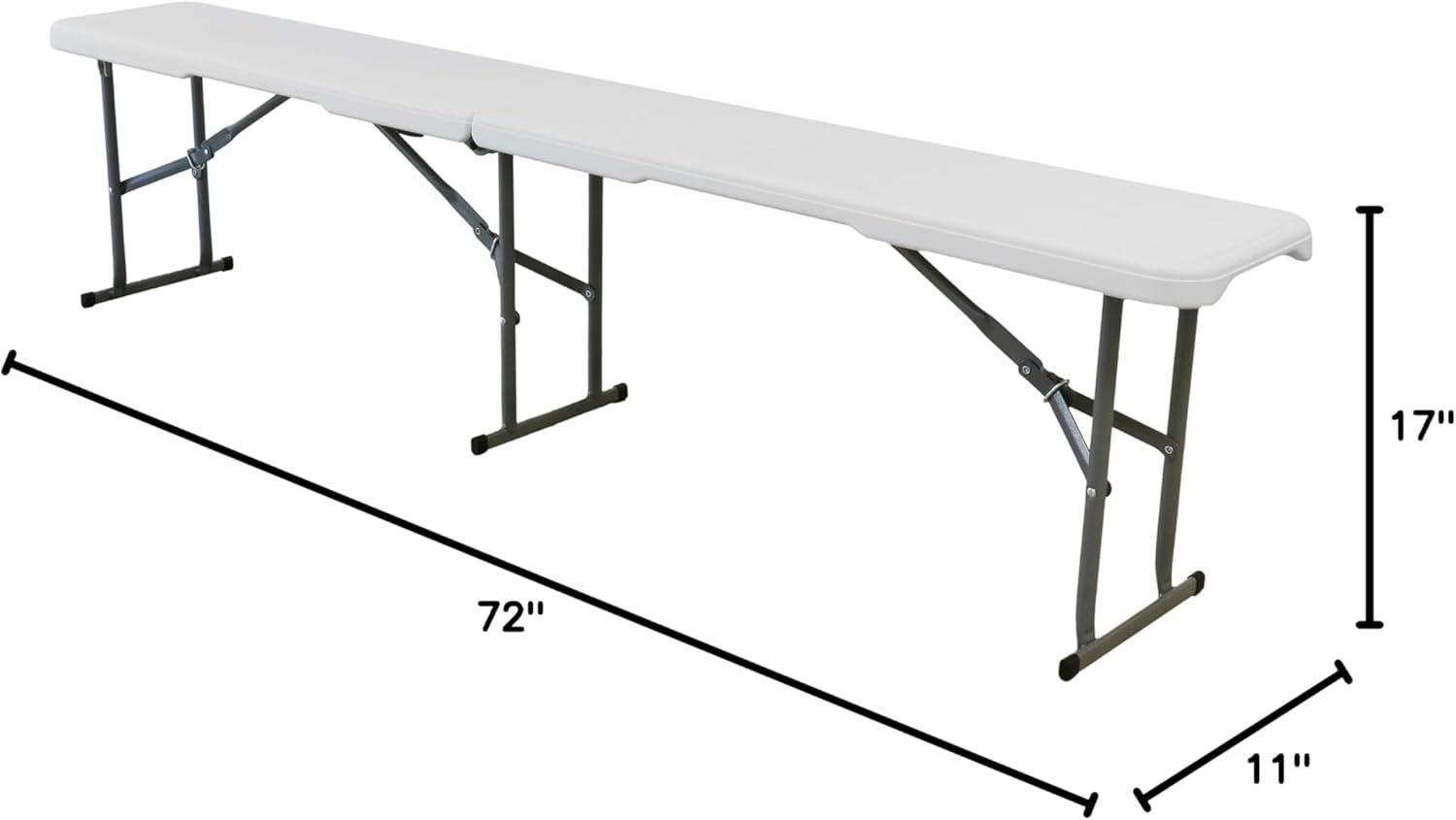 Elama 6 Foot Plastic Folding Bench in White