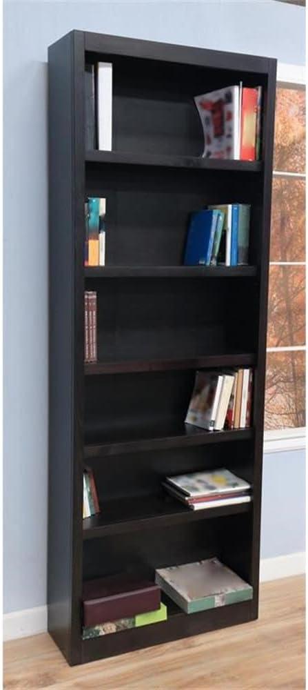 Concepts in Wood 6 Shelf Wood Bookcase, 84 inch Tall - Espresso Finish