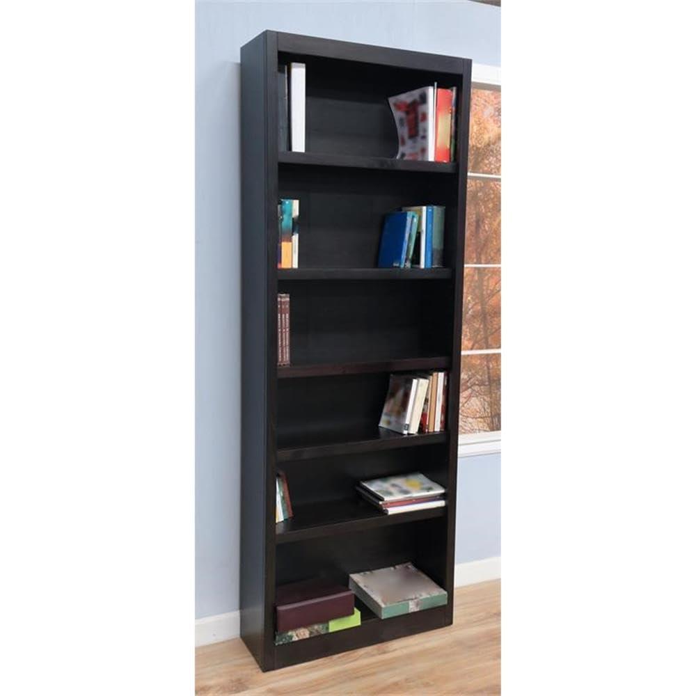 Concepts in Wood 6 Shelf Wood Bookcase, 84 inch Tall - Espresso Finish