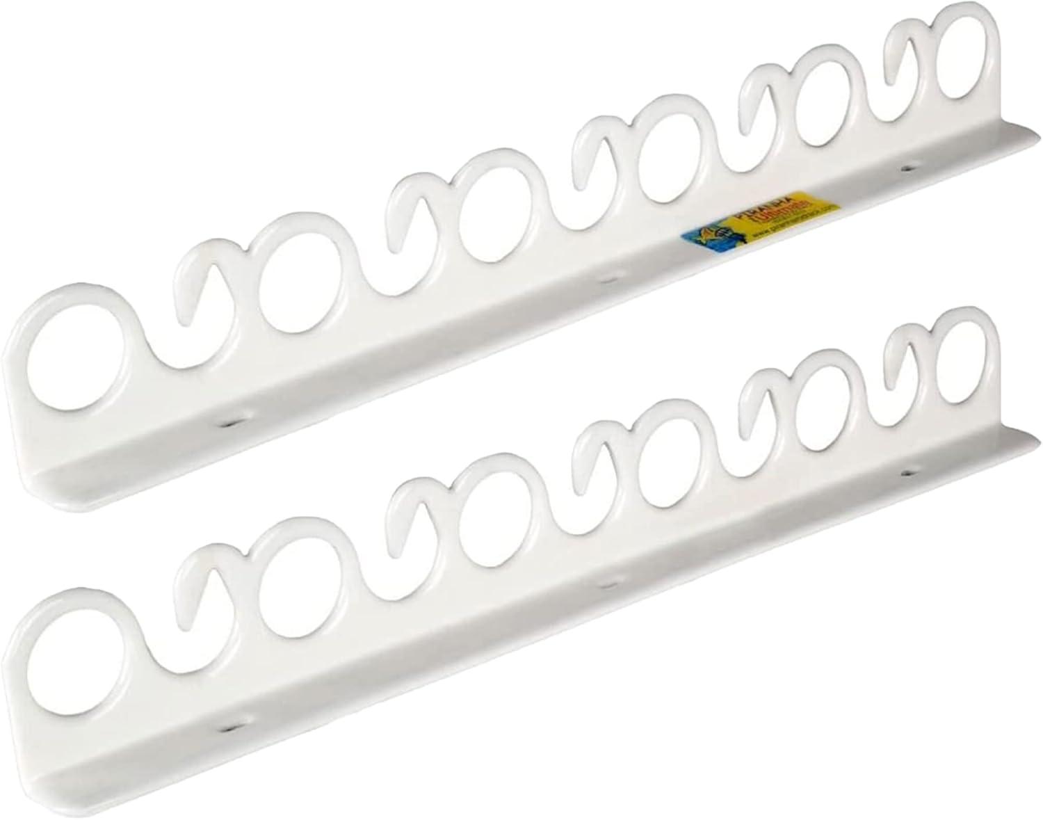 Piranha FD011 Original Vinyl Coated Steel Indoor Outdoor Compact Overhead and Wall Mount Fishing Rod Rack with Installation Hardware, Holds 11 Rods