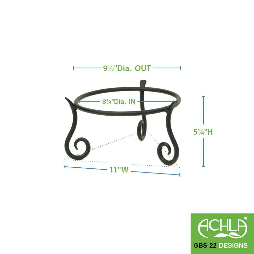 Achla Designs GBS-22 Short Wrought Iron Metal Plant birdbath Bowl Stand Flowerpot Holder, 9.5x6 inches, Black