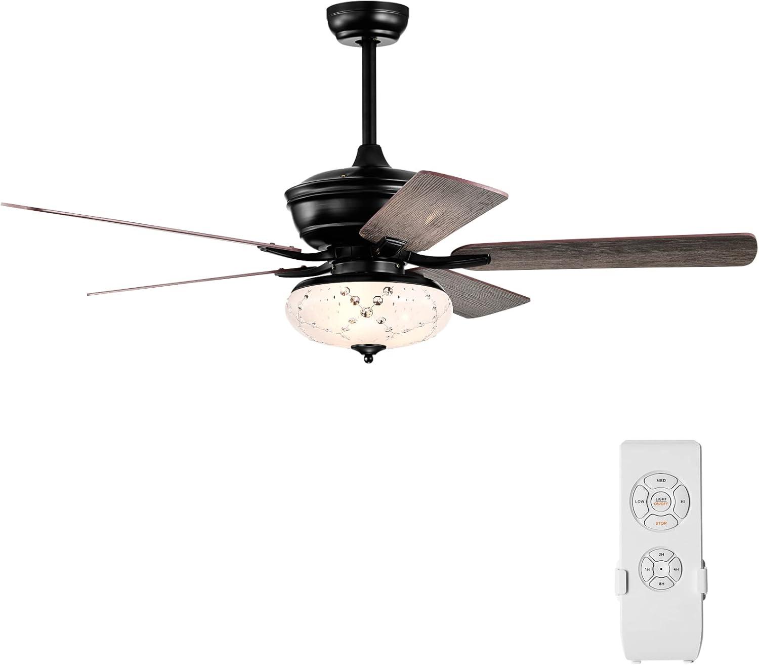 Tangkula 52" Retro Ceiling Fan w/ Remote Control 3 Wind Speeds & 5 Reversible Blades Grey