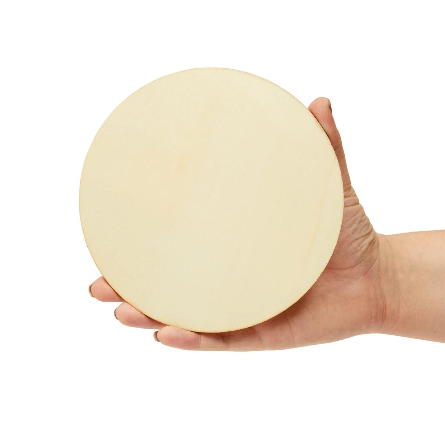 12 Pack 6 Inch Unfinished Wood Circles for Crafts, Blank Cutout Slices for Wood Burning, Engraving, Round Wooden Discs for DIY Coasters, Art Projects, 1/10 Inch Thick