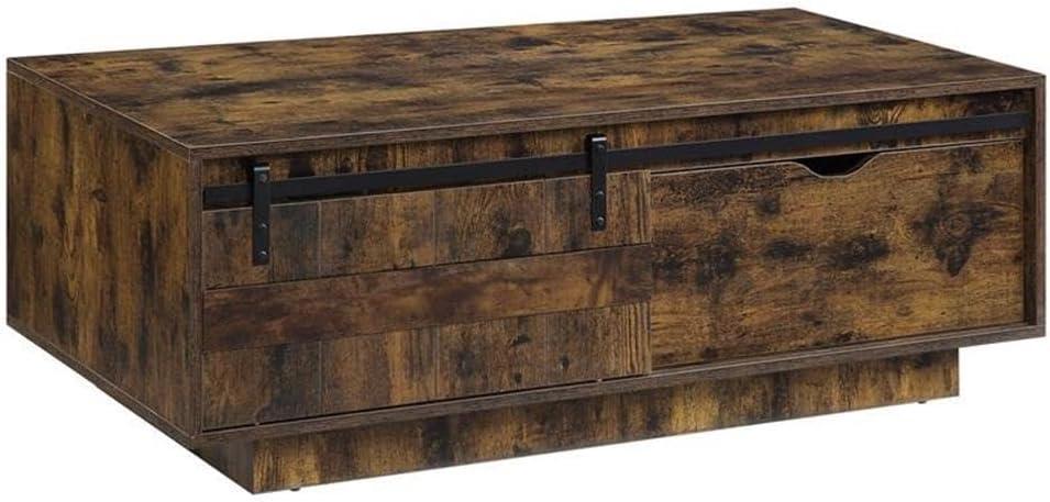 ACME Bellarosa Wooden Rectangular Storage Coffee Table in Rustic Oak