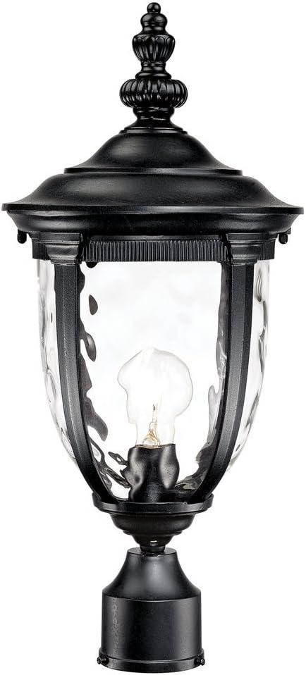 John Timberland Bellagio 21 1/4" High Country Outdoor Post Light Fixture Pole Porch House Weatherproof Texturized Black Finish Metal Clear Glass Shade