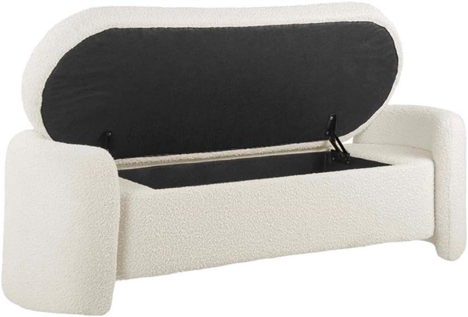 Nebula Boucle Upholstered Bench Ivory