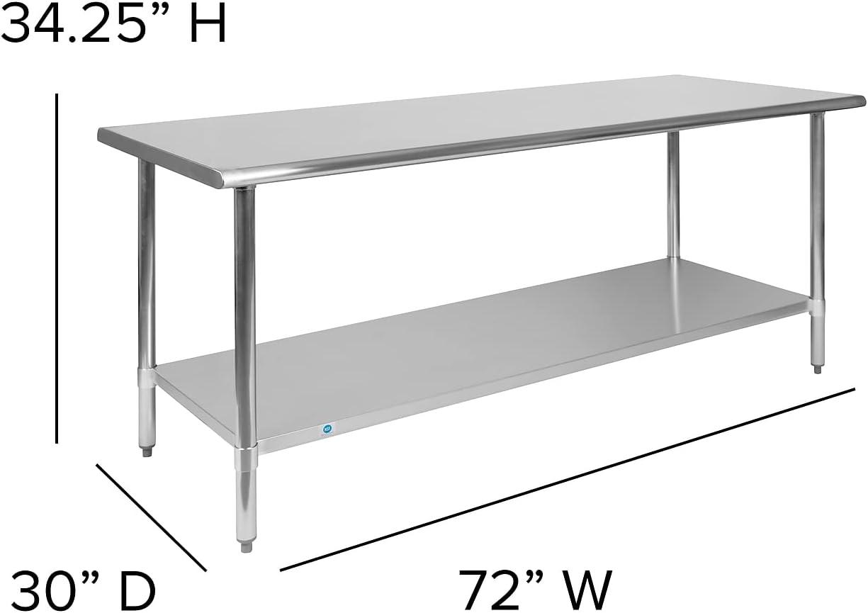 Woodford Stainless Steel 18 Gauge Work Table with Undershelf - NSF Certified