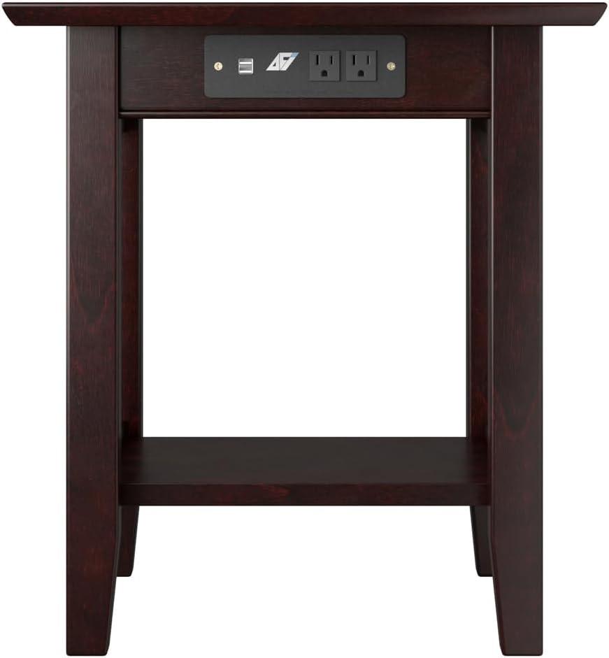 Mission End Table with Charging Station in Espresso