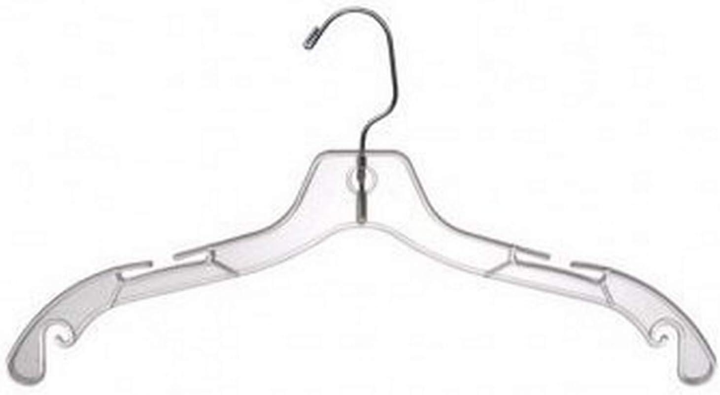 17" Plastic Dress & Blouse Clothing Hangers Clear - Box of 50 Pieces