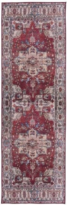 Tucson Red and Beige Washable Synthetic Runner Rug