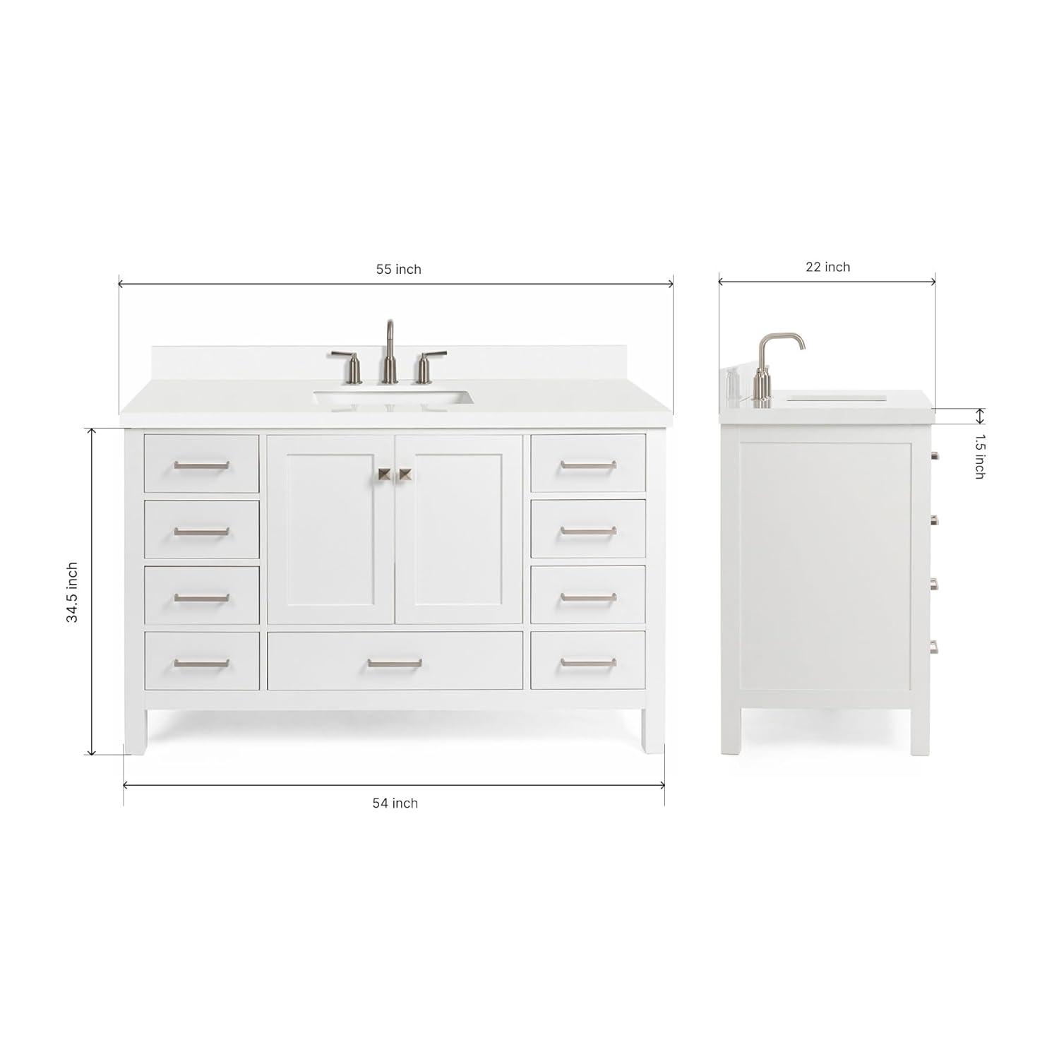 Ariel A055swqovo Cambridge 55" Free Standing Single Basin Vanity Set - White