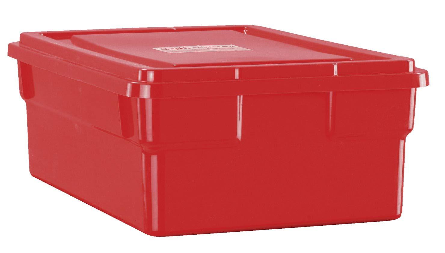 School Smart Storage Bin with Lid, 11 x 16 x 6 Inches, Red