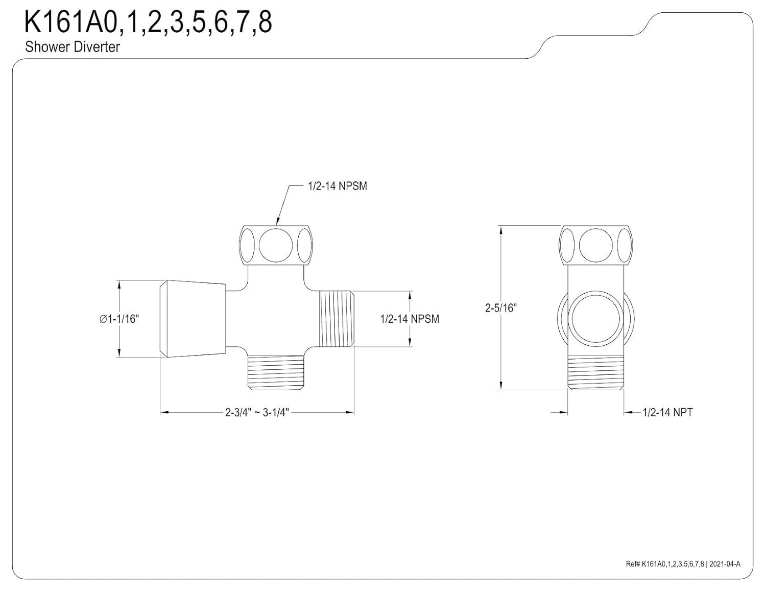 Kingston Brass Shower Scape Shower Arm Diverter