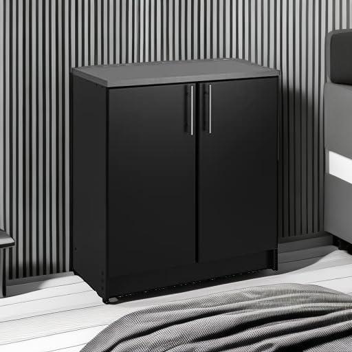 Elite Black Freestanding Office Storage Cabinet with Adjustable Shelving