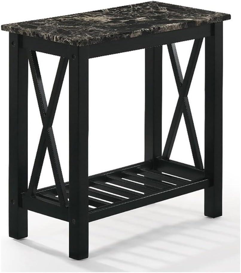 New Classic Furniture Eden 1-Shelf Faux Marble & Wood End Table in Black