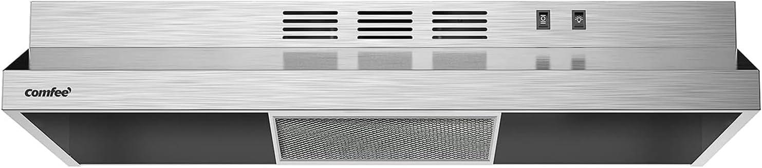 Comfee F13 Ducted Ductless Range Hood for Under Cabinet with 2 Reusable Filter, Stainless Steel, 30 inches, 200 CFM, 30inch, Silver