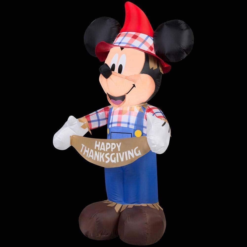 Gemmy Airblown Inflatable Mickey as Scarecrow Disney, 3.5 ft Tall, Multicolored