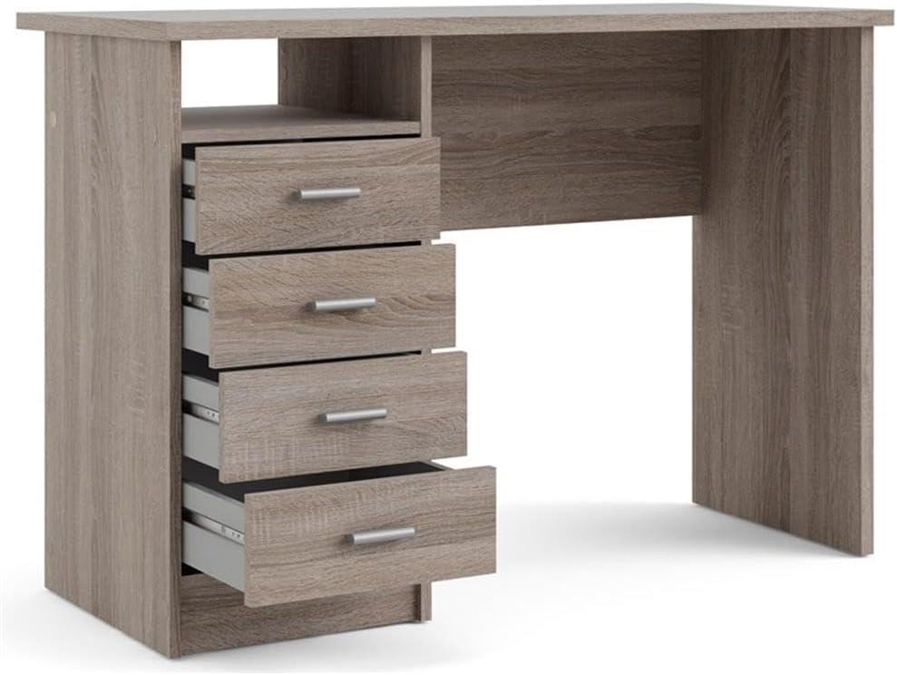 Tvilum Warner 4 Drawer Office Desk with 1 Shelf for Adults, Truffle